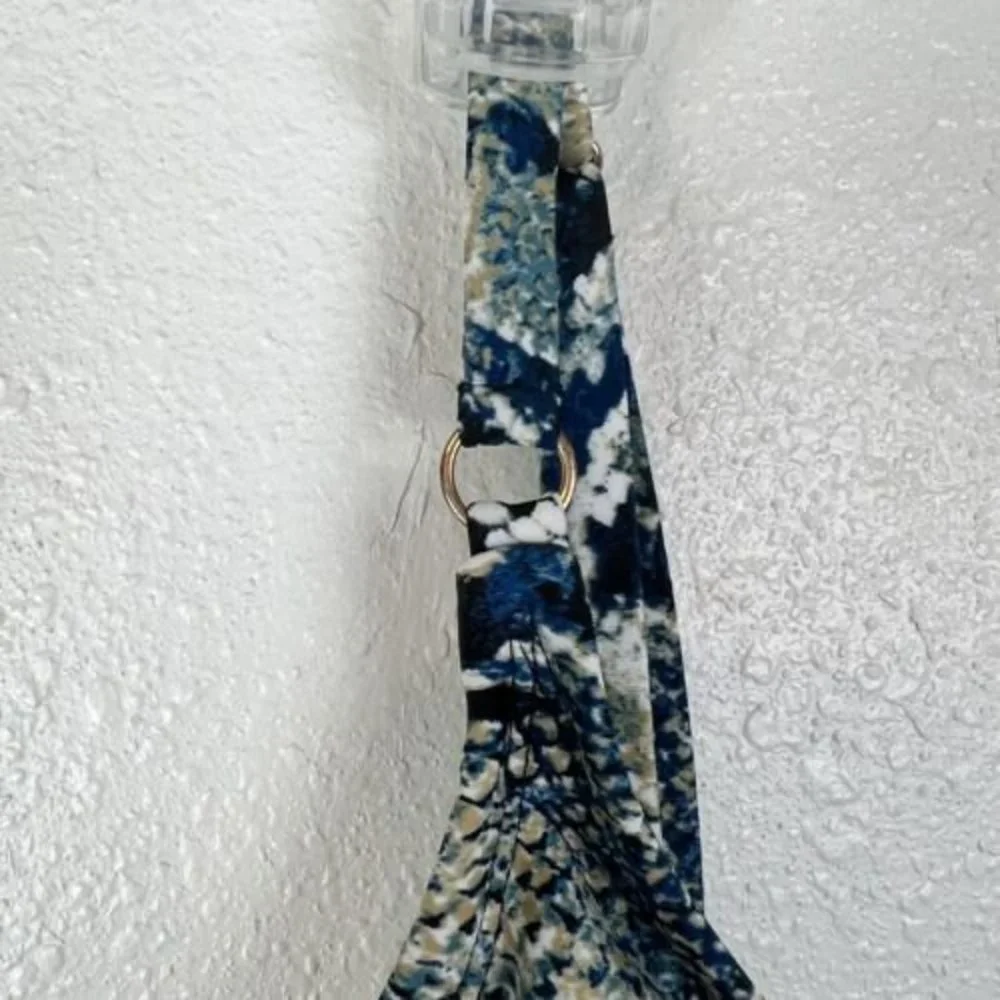Shade & Shore Bikini Top Medium Blue Reptile Snake Triangle Swim Swimsuit - Picture 3 of 8